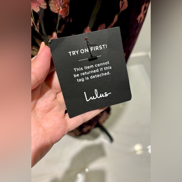 Lulu’s deep plum with pink flowers velvet strapless midi dress - Picture 6 of 12